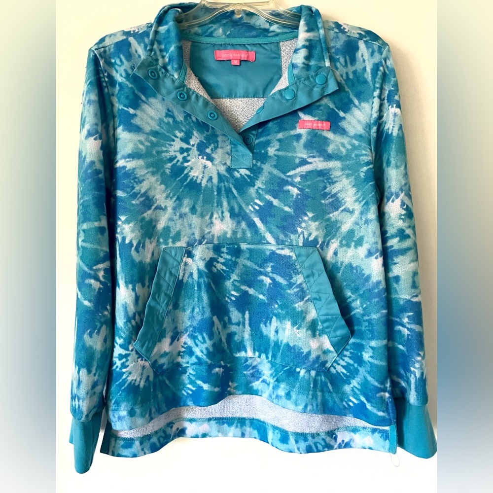 Simply Southern Pullover Sweatshirt in Teal/Blue/White Tie-Dye M